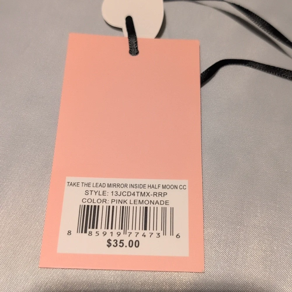 Juicy Couture Taking the Lead Half Moon Card Holder Pink Lemonade with Mirror